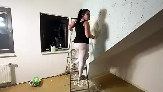 tadilat yaparken komşunun dairesinde sikildi
