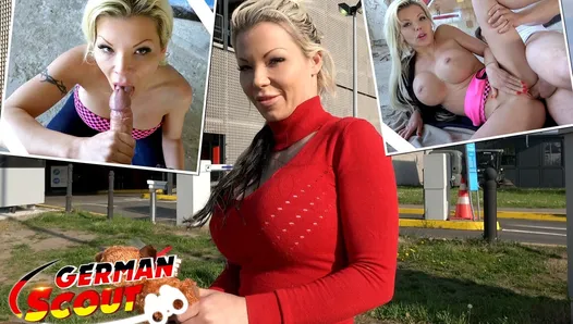 Alman izci - Büyük Göğüsler Sarışın MİLF Barbi Günahları Riskli Kayıp Yer sikiş için Pick up